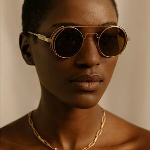 Gold-Tone Round Sunglasses